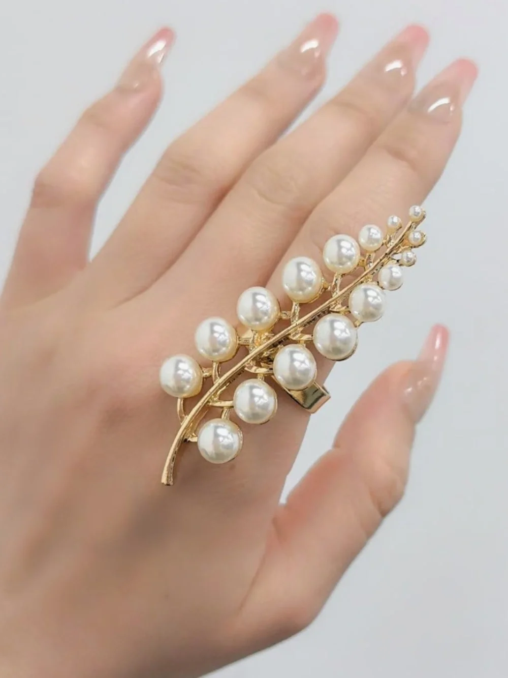 Gold Pearl Branch Statement Ring